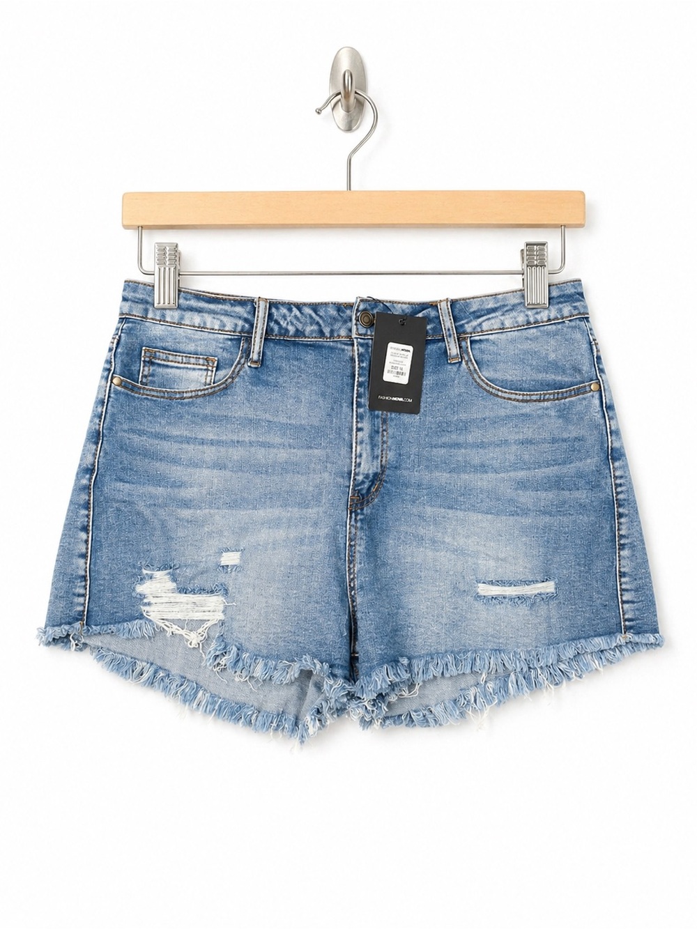 Fashion Nova Light Blue Distressed Denim Shorts